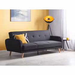 Sofa Bed FLORLI Fabric Black 3 Seater