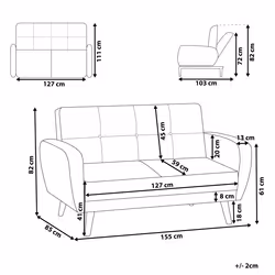 Sofa Bed FLORLI Fabric Light Grey 2 Seater