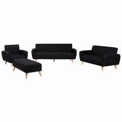 Living Room Set FLORLI Fabric Black