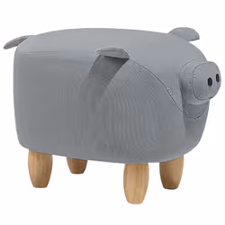 Animal Stool PIGGY Fabric Light Grey
