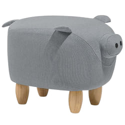 Animal Stool PIGGY Fabric Light Grey
