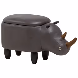 Storage Animal Stool RHINO Faux Leather Dark Grey