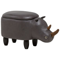 Storage Animal Stool RHINO Faux Leather Dark Grey