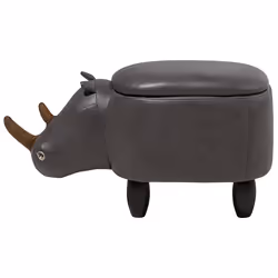 Storage Animal Stool RHINO Faux Leather Dark Grey
