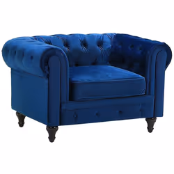 Armchair CHESTERFIELD Velvet Navy Blue