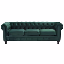 Sofa CHESTERFIELD Velvet Emerald Green 3 Seater