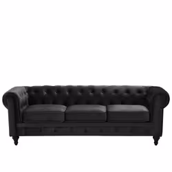 Sofa CHESTERFIELD Velvet Black 3 Seater