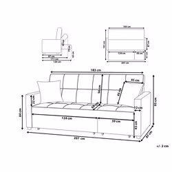 Sofa Bed GLOMMA Fabric Dark Grey 3 Seater