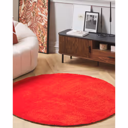 Shaggy Round Area Rug  140 cm Red DEMRE