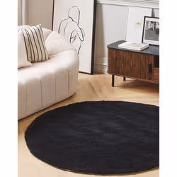 Shaggy Round Area Rug  140 cm Black DEMRE