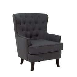 Fabric Wingback Chair Dark Grey VIBORG II