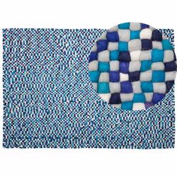 Felt Ball Rug 160 x 230 cm Multicolour Blue AMDO