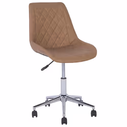 Desk Chair Swivel MARIBEL Faux Leather Golden Brown