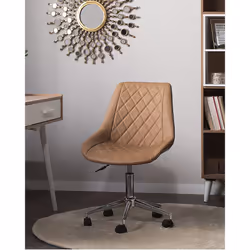 Desk Chair Swivel MARIBEL Faux Leather Golden Brown