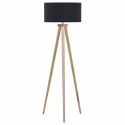 Floor Lamp NITRA Oak Wood Black