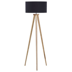 Floor Lamp NITRA Oak Wood Black