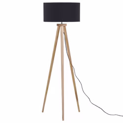 Floor Lamp NITRA Oak Wood Black