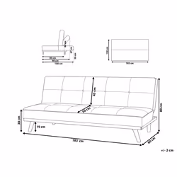 Sofa Bed FROYA Fabric Dark Grey 3 Seater