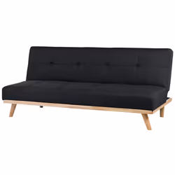 Sofa Bed FROYA Fabric Black 3 Seater