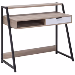 Home Office Desk CALVIN Light Brown 100 cm 50 cm with Storage