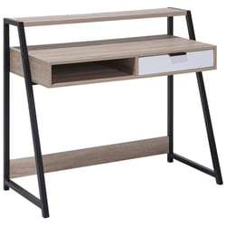 Home Office Desk CALVIN Light Brown 100 cm 50 cm with Storage