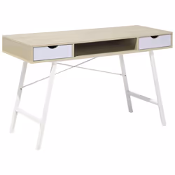 Home Office Desk CLARITA Light Brown 120 cm 48 cm with Storage