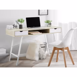 Home Office Desk CLARITA Light Brown 120 cm 48 cm with Storage