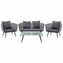 Garden Lounge Set with Table 4 Seater RAGUSA PE Rattan Grey