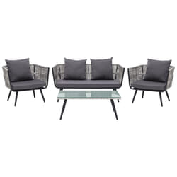 Garden Lounge Set with Table 4 Seater RAGUSA PE Rattan Grey