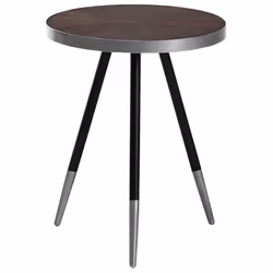 Side Table Dark Wood with Silver RAMONA
