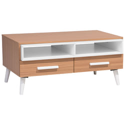 Coffee Table ALLOA Light Brown/ White with Storage