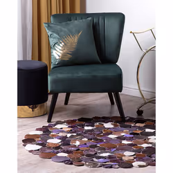 Round Cowhide Rug  140 cm Purple Multicolour SORGUN