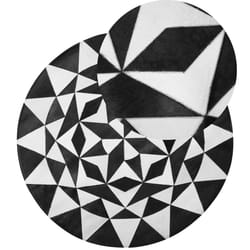 Round Cowhide Rug  140 cm Black and White TURGUTLU