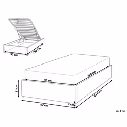 Ottoman Bed Fabric DINAN 90 x 200 cm (EU Single) Dark Grey