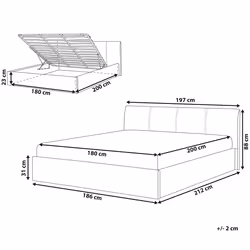 Ottoman Bed Fabric ORBEY 180 x 200 cm (EU Super King) Light Beige