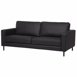 Sofa SAVALEN Leather Black 3 Seater