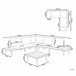 Garden Corner Sofa with Table 5 Seater CORATO Acacia Wood Grey