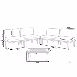 Garden Lounge Set with Table 4 Seater FRASCATI Modular Certified Acacia Wood Light Grey