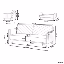 Sofa Bed SENJA Velvet Black 3 Seater