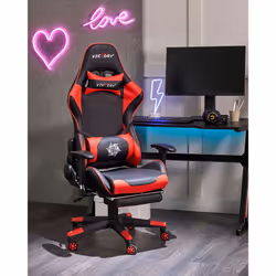 Gaming Chair Swivel VICTORY Faux Leather Red