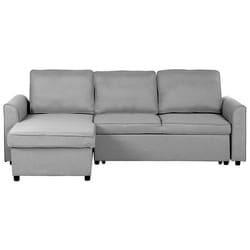 Corner Sofa Bed NESNA Fabric Light Grey with Storage 3 Seater Right Hand