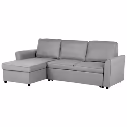 Corner Sofa Bed NESNA Fabric Light Grey with Storage 3 Seater Right Hand