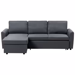 Corner Sofa Bed NESNA Fabric Black with Storage 3 Seater Right Hand