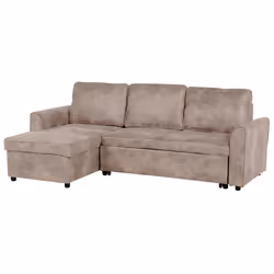 Corner Sofa Bed NESNA Faux Leather Brown with Storage 3 Seater Right Hand