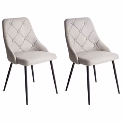 Set of 2 Dining Chairs VALERIE Faux Leather Light Grey