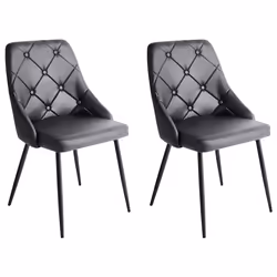 Set of 2 Dining Chairs VALERIE Faux Leather Black
