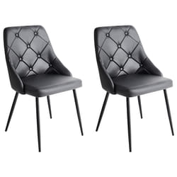 Set of 2 Dining Chairs VALERIE Faux Leather Black