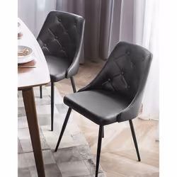 Set of 2 Dining Chairs VALERIE Faux Leather Black