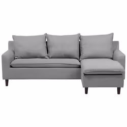 Corner Sofa ELVENES Fabric Light Grey 3 Seater Left Hand