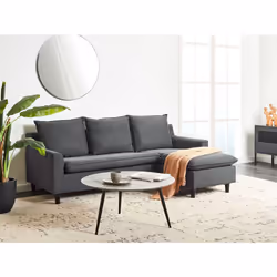 Corner Sofa ELVENES Fabric Dark Grey Left Hand